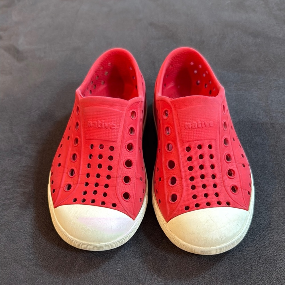 Native Red and White Perforated Sneakers Size C7